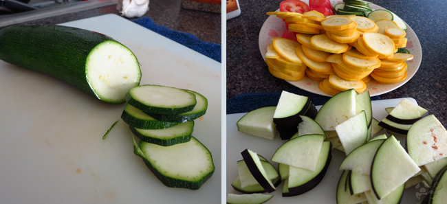 Ratatouille: Slicing all the vegetables