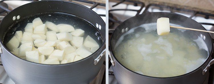 Japanese Potato Salad: Boiling potatoes