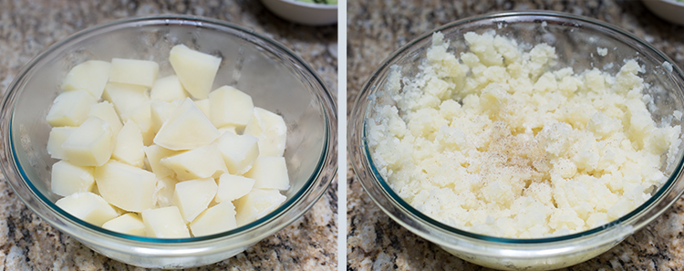 Japanese Potato Salad: Lightly mash the potatoes