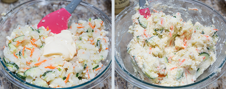 Japanese Potato Salad: Mix the dressing and season to your liking