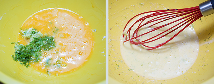 Ginger Lime Ice Cream: Egg yolks being tempered