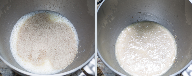 Sesame Seed Buns: Adding the yeast