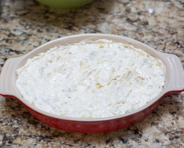 Artichoke Dip: Before baking the dip