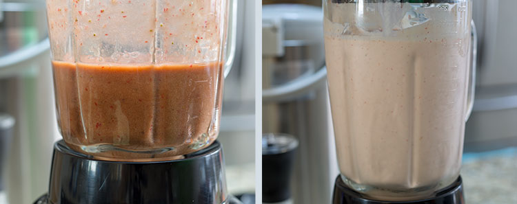 Strawberry Milkshake: Mixing all of the ingredients together
