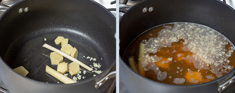 Creamy Seafood Soup: Preparing the broth
