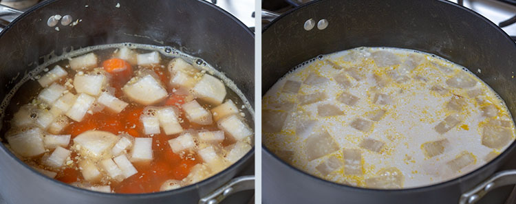 Creamy Seafood Soup: After the soup has simmered
